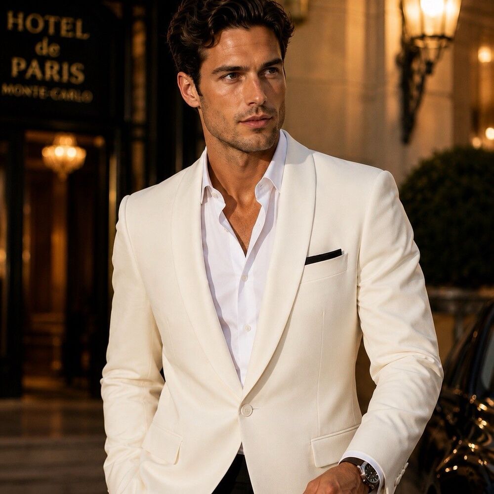 J Crew Dinner Jacket Mens 38S Ivory Italian Wool Ludlow Slim Fit Tuxedo A7132